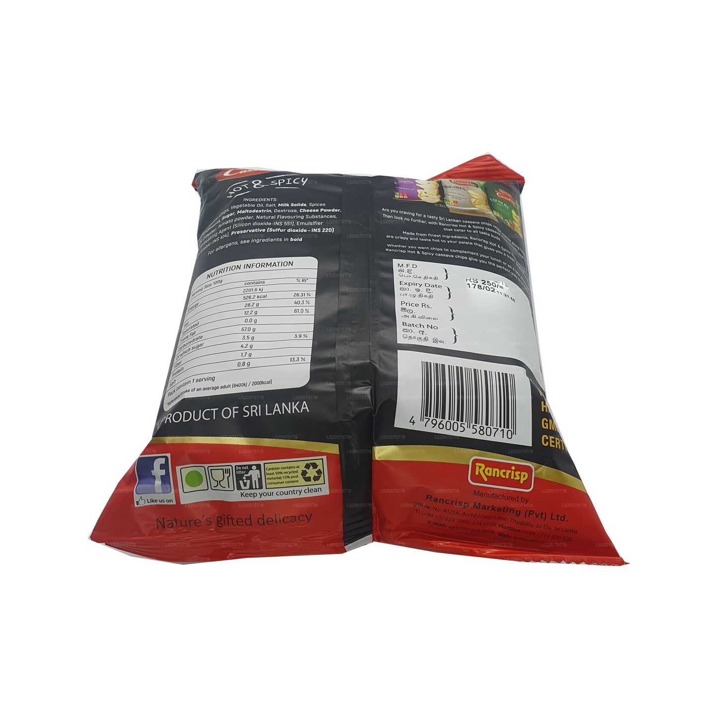 Rancrisp Cassava Chips varm och kryddig (100g)