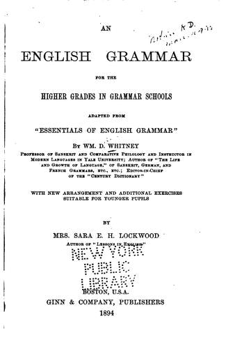 English Grammar For Higher Grades