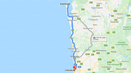 Kalpitiya City to Colombo City Private Transfer