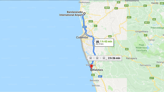 Transfer between Colombo (CMB) Airport and Royal Palms Beach Hotel, Kalutara