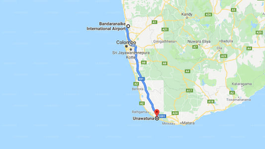 Transfer between Colombo Airport (CMB) and Black Beauty Guesthouse, Unawatuna