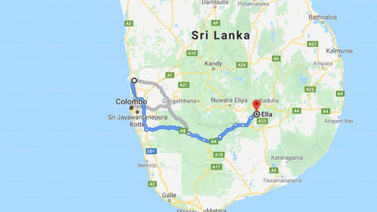 Transfer between Colombo Airport (CMB) and Ella Rock House, Ella